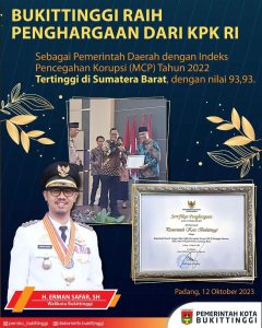 Bukittinggi Terima Penghargaan KPK RI