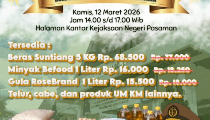Kejari Pasaman Gelar Pasar Murah Ramadan, Bagian dari Program Kejati Sumbar Stabilkan Harga Sembako